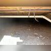 This photo shows the past stage of the crawl space before our team got to work. You can see debris mixed in with the wet dirt.