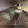 This crawl spaces' vapor barrier was not properly placed and there was fallen insulation.