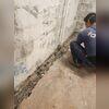 This trench runs along the interior foundation wall where hydrostatic pressure builds.