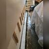 A closer look at the WaterGuard drainage path before it's secured and covered with concrete.
