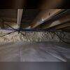 This photo shows off our rim joist insulation that was installed along with an encapsulation.