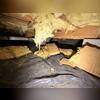 Due to high humidity, this insulation has become water-logged and has fallen down.
