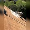Deteriorated decking is replaced with new plywood