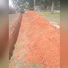 Here you can see the trench being dug for the earth anchor portion of the GeoLock anchor system