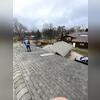 Here we are inspecting the roof and looking for any visible storm damage. We found plenty.