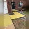 This image shows the Process of SealantPro. The yellow of the concrete is where the product has been applied. The sealant will dry clear.