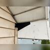 As you can see from the damage and the raccoon paw prints, here's where the raccoon had entered the home. A short while after setting up our devices, we safely retrieved the raccoon and took it too a new, humane location.