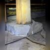 The vapor barrier had pulled away from the support post footings, leaving the wood exposed to moisture and rot. Without the coverage, the vapor barrier was no longer doing its job of keeping moisture from rising into the crawl space.