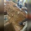 Sections of the patio were removed and the area excavated to provide access to the home's foundation. This extensive preparation allowed the Saber team to reach the locations where foundation stabilization work was required.
