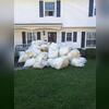 Fiberglass insulation removed from the attic of this home