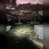 Debris filled crawl space with sagging fiberglass