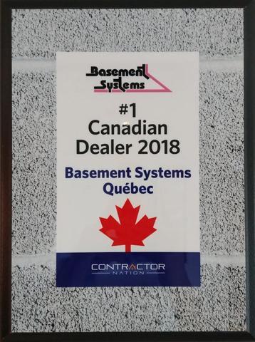 We won the award for #1 Canadian Dealer 2018 of the Basement Systems network - Image 2