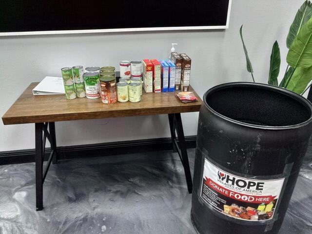 Donations for food drive.