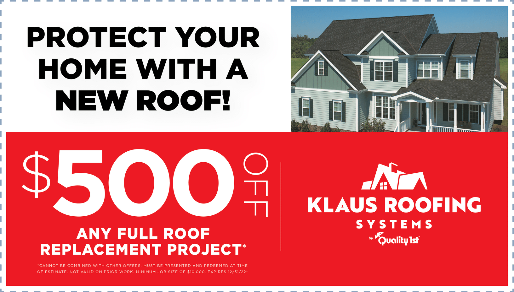 $500 OFF Any Full Roof Replacement Project