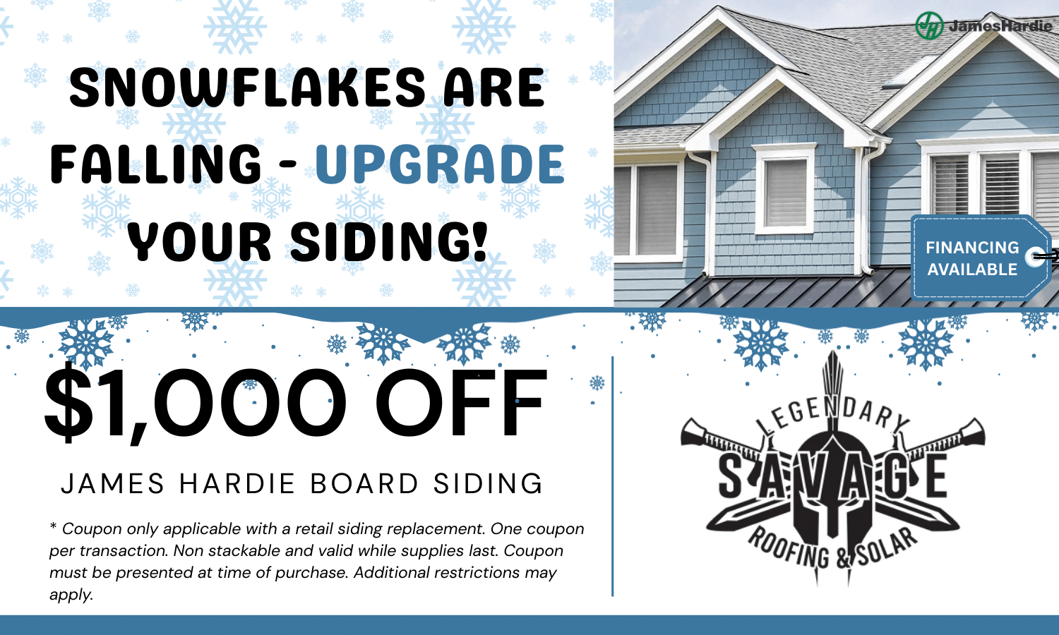 $1,000 OFF James Hardie Board Siding